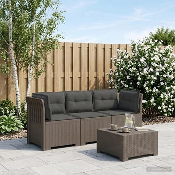 vidaXL 3-zits tuinbank met kussens in rattanlook PP, Verzenden, Nieuw