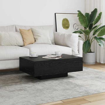 vidaXL Salontafel Zwart Eiken 85 x 55 x 31 cm, Verzenden, Nieuw, Overige houtsoorten, 50 tot 100 cm