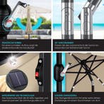 Stokparasol - Parasol - 125x205 cm - Tuinparasol - LED - Bei, Verzenden, Zo goed als nieuw