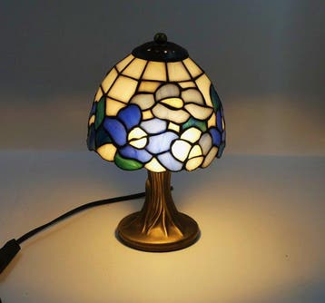Tafellamp - Messing, Glas-in-lood - stijl Tifany