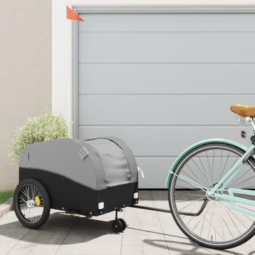 vidaXL Fietstrailer 45 kg ijzer zwart en grijs, Verzenden, Nieuw