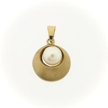 8 karaat hanger met parel (Hanger of bedel), Ophalen of Verzenden, Gebruikt, Goud, Overige merken