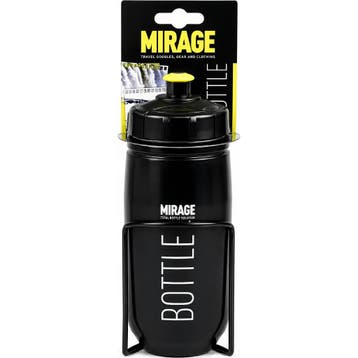 Mirage Bidon 600ml met houder - Zwart - Grote opening - G..., Fietsen en Brommers, Ophalen of Verzenden, Nieuw