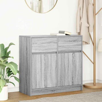 vidaXL Dressoir met lade 80x34x76 cm spaanplaat grijs sonoma, Verzenden, Nieuw, Overige houtsoorten