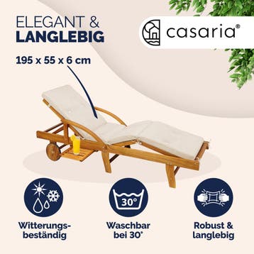 Ligbedkussen Crème 195x55x5cm (Ligbed - Lounge), Verzenden, Nieuw