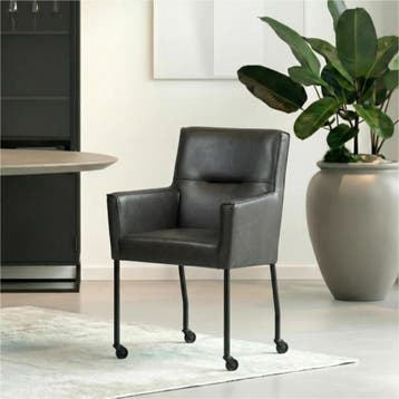 Set van 10 Leren eetkamerstoelen Lucky - Granada Ebony, Ophalen of Verzenden, Nieuw, Leer