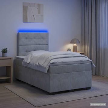 vidaXL Boxspringbed met matras Lichtgrijs 120 x 190 cm, Verzenden, Nieuw, Twijfelaar, Stof