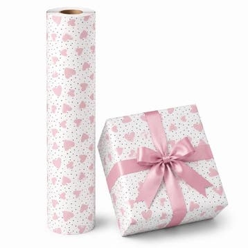 Inpakpapier Roze Kadopapier Met  Hartjes Print - Breedte 50, Ophalen of Verzenden, Nieuw, Overige typen