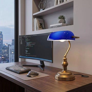 generico - Bankierslamp - bankier - Verguld messing, glas -