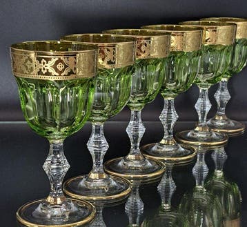 Artemisia - Drinkset (6) - Kristal, 24-karaats goud
