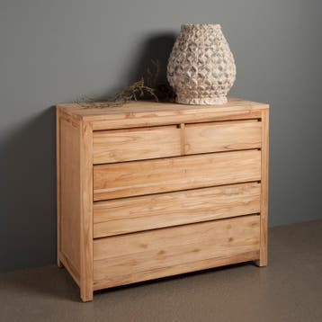 *WOONWINKEL* Tower Living Corona Commode Teakhout Met 5 Lade, Verzenden, Nieuw