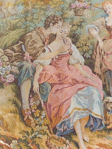 Large Vintage French Jacquard Tapestry - Les Amours