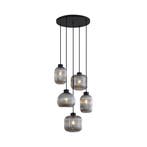 Design hanglamp zwart met smoke glas 5-lichts - Ana, Verzenden, Nieuw, Design