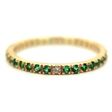 Ring - 14 karaat Geel goud - 0.47ct. tw. Smaragd - Diamant, Nieuw