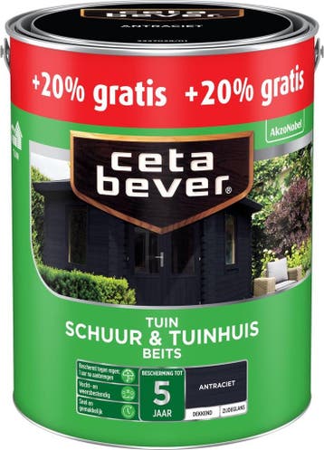 Cetabever Schuur en Tuinhuis Beits Antraciet Zwart 9L, Verzenden, Nieuw, Zwart, Beits
