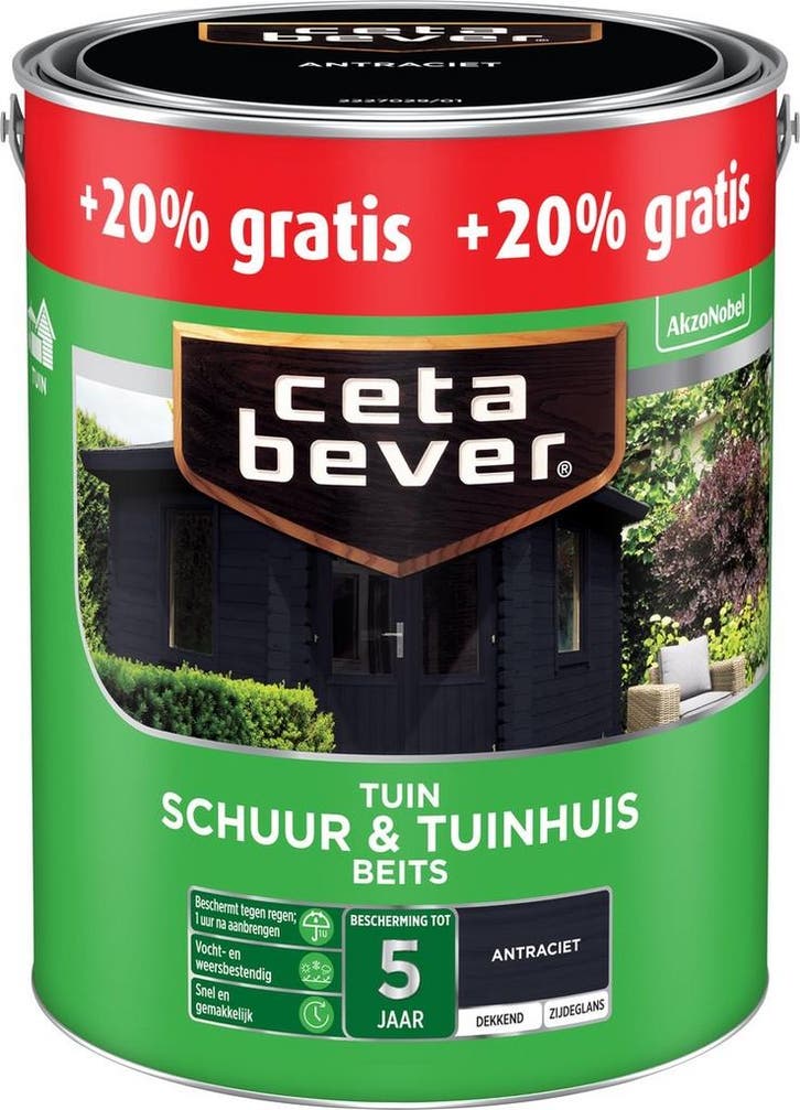 Cetabever Schuur en Tuinhuis Beits Antraciet Zwart 9L, Doe-het-zelf en Verbouw, Verf, Beits en Lak, Beits, Zwart, Nieuw, Verzenden