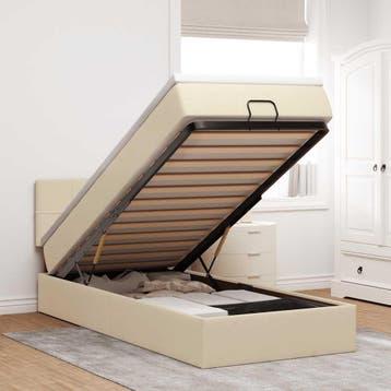 vidaXL Bed poef met matras en LEDs 90x200 cm stof, 90 cm, Eenpersoons, Verzenden, Nieuw