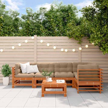 vidaXL Tuin loungeset 6 st Wasbruin Massief grenenhout, Verzenden, Nieuw, 6 zitplaatsen, Loungeset