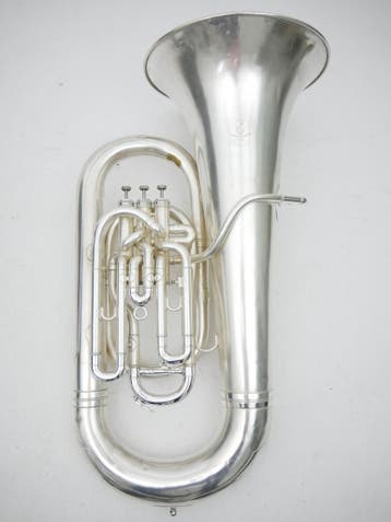 Es Bas Besson Imperial Gecompenseerd Mat verzilverd #1977, Muziek en Instrumenten, Ophalen of Verzenden, Gebruikt, Es-tuba, Met koffer of draagtas