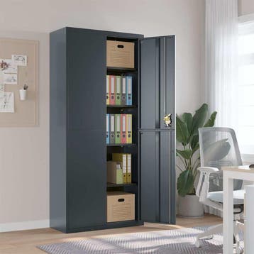 vidaXL Archiefkast 90x40x200 cm staal antracietkleurig, Verzenden, Nieuw