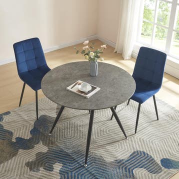 [en.casa] Eettafel Fitjar rond Ø100x75 cm betonkleurig en zw, Verzenden, Nieuw