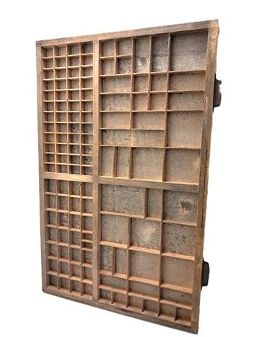 Vitrinekast - Printers tra - Hout - 83x 53 cm
