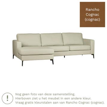 Leren hoekbank Match - 2.5-zits arm rechts + Longchair arm, 250 tot 300 cm, Bohemian, Industrieel, Modern, Scandinavisch, Hoekbank