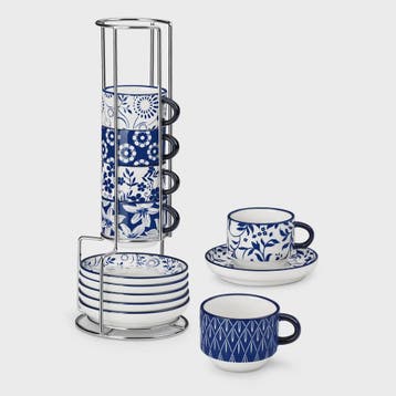 Vancasso Porseleinen Espressokopjes Set met Schoteltjes en M, Verzenden, Nieuw