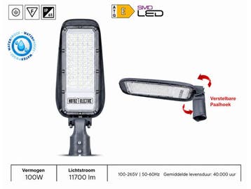 Veiling - 5x LED Straatlantaarn 100W – 6400K – Grijs –, Nieuw