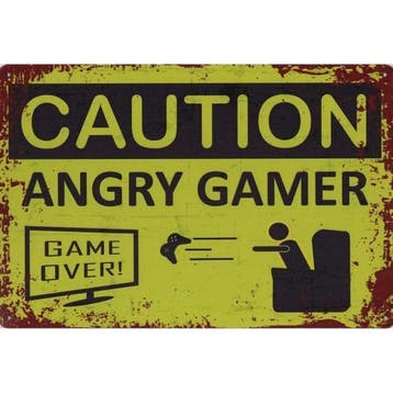 Wandbord -  Caution Angry Gamer – Game Over, Ophalen of Verzenden, Nieuw