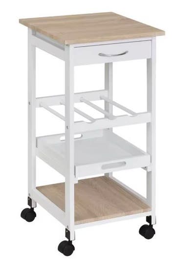 Witte Keukenwagen op Wielen met Lade, Plank & Flessenrek, Verzenden, Nieuw