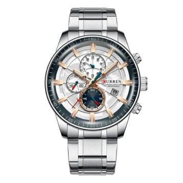 Staal Luxe Horloge - Bandje Analoog Kwarts Roestvrij Uurwerk, Verzenden, Nieuw, Curren