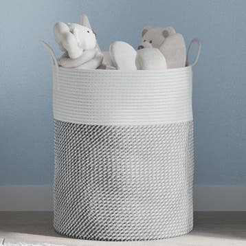 vidaXL Opbergmand Ø 38x46 cm katoen grijs en wit, Verzenden, Nieuw