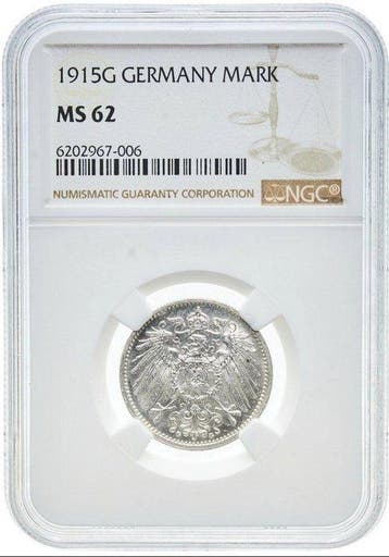 Duitsland, keizerrijk Wilhelm II. 1 Mark 1915 - NGC MS62