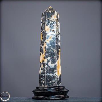Natuurlijke zeldzame agaatobelisk met drusen in stand-by-, Antiek en Kunst