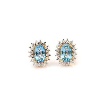 Oorstekers - 14 karaat Geel goud - 2.29ct. tw. Topaas -