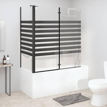 vidaXL Badwand gestreept 120x68x130 cm gehard glas, Verzenden, Nieuw