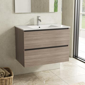 Badkamermeubel-Grey oak-80cm, Verzenden, Nieuw