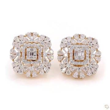 Oorbellen - 14 karaat Geel goud - 3.75ct. tw. Diamant, Nieuw