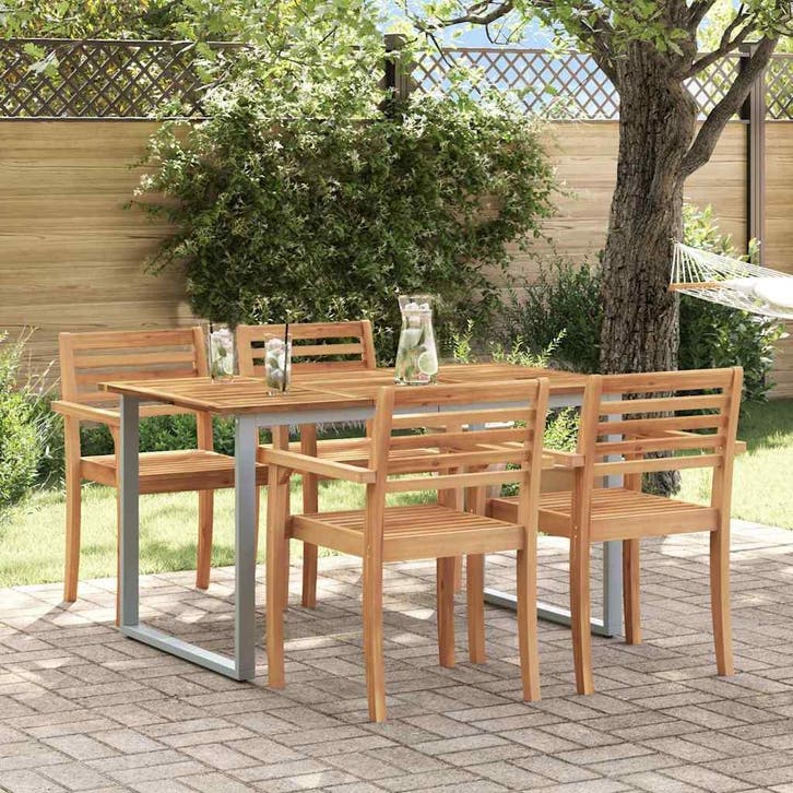 vidaXL Tuinstafel Grijs 140 x 80 x 75 cm Massief Acaciahout, Tuin en Terras, Tuintafels, Nieuw, Verzenden