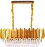 Gouden Kroonluchter Kristal 3 Lagen | Laatste Stuk!, Huis en Inrichting, Lampen | Kroonluchters, Ophalen of Verzenden, Nieuw, Glas