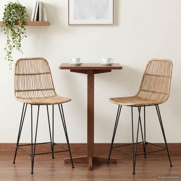 vidaXL Barkruk 2 st Naturel 44 x 54 x 96 cm Rattan en staal, Verzenden, Nieuw
