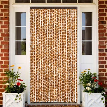 vidaXL Vliegengordijn 118x220 cm chenille okerkleurig en wit, Verzenden, Nieuw, Geel