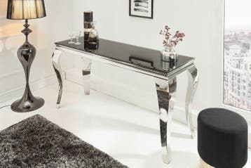 Elegante consoletafel MODERN BAROQUE 145cm zwart opaalglas, Ophalen of Verzenden, Nieuw