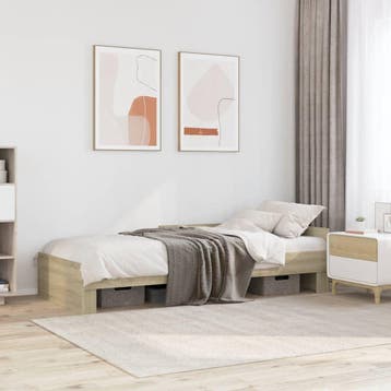 vidaXL Bedframe zonder matras hout sonoma eikenkleurig, 100 cm, Eenpersoons, Bruin, Verzenden