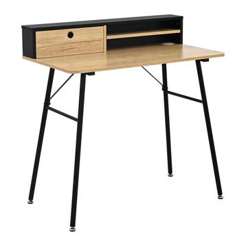 Bureau Var 93x90x50 cm Zwart/Eikenlook [en.casa], Verzenden, Nieuw