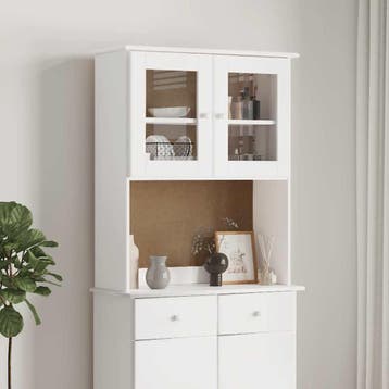 vidaXL Opzetkast ALTA 77x30x92 cm massief grenenhout wit, Huis en Inrichting, Kasten | Buffetkasten, Verzenden, Nieuw, 50 tot 100 cm