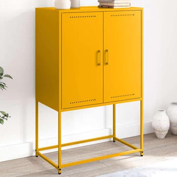 vidaXL buffetkast 68,5x38,5x107 cm staal mosterdgeel, Verzenden, 100 tot 150 cm, Nieuw, 50 tot 100 cm
