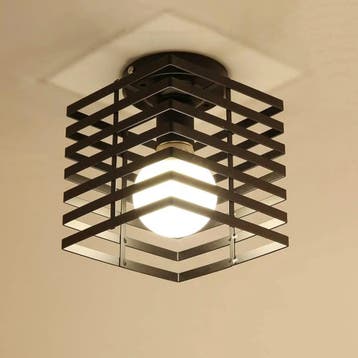 Industriële plafondlamp zwart kubus kooi E27, Verzenden, Nieuw