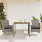 vidaXL 3-delige Tuinset met kussens poly rattan en, 2 zitplaatsen, Nieuw, Tuinset, Verzenden